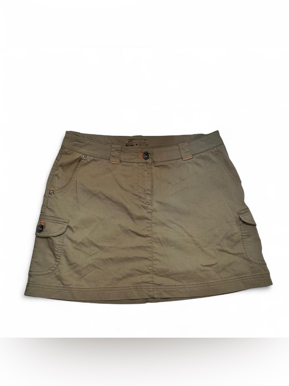 Nike Olive Green Golf Cargo Utility Skirt with Orange Stitching Detail Size 10/M